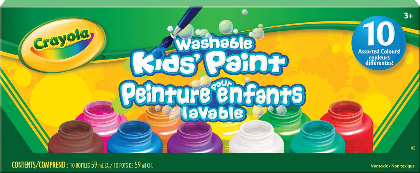 10 bouteilles de peinture lavable - Couleurs de base