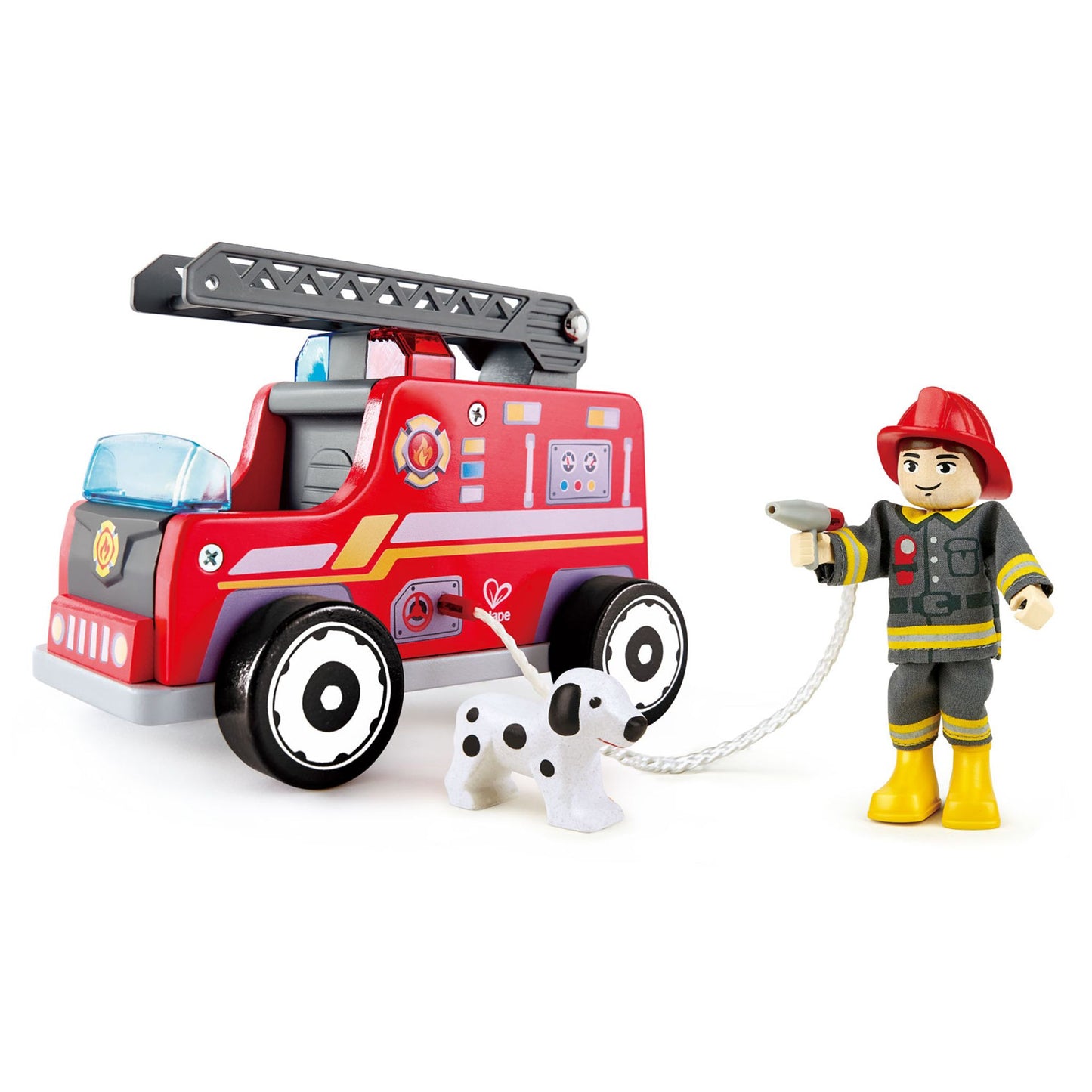 Camion de pompiers avec chien