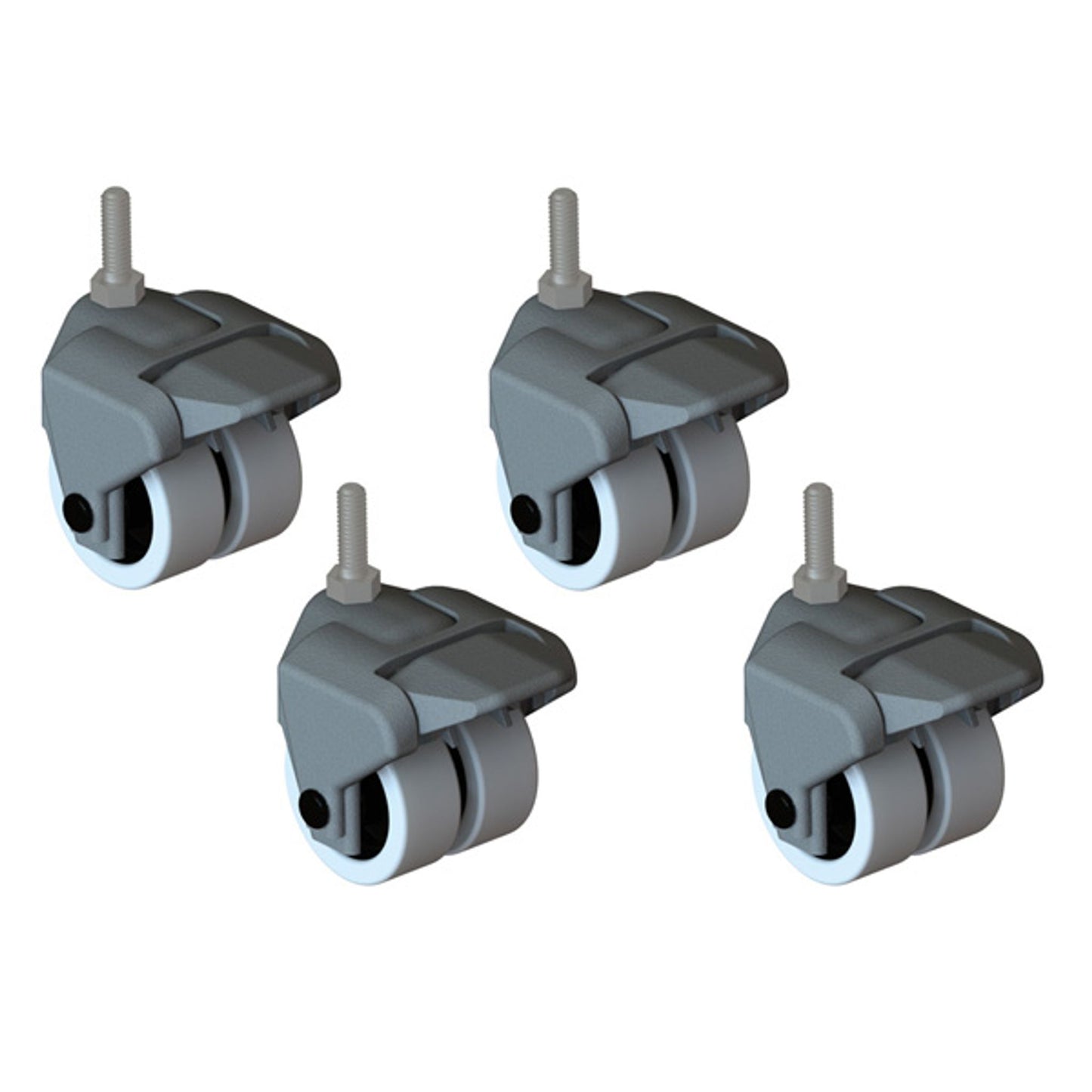 Ens. de 4 roulettes pour table papillon et noyau- Gris