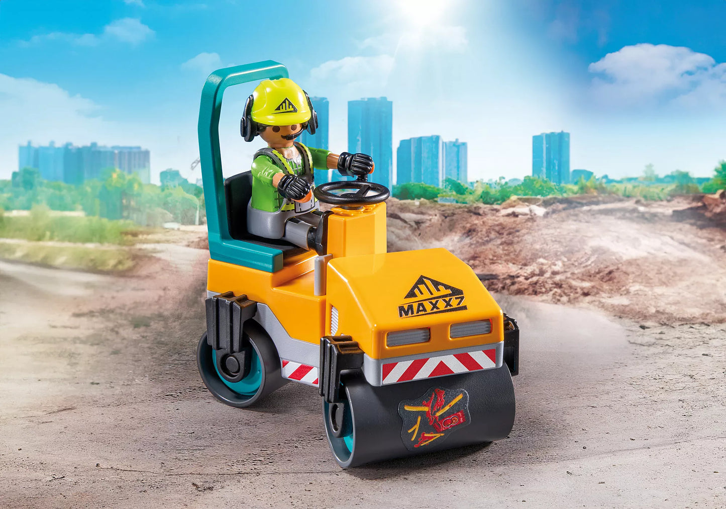 Playmobil - 71751 - Ouvrier avec rouleau compresseur