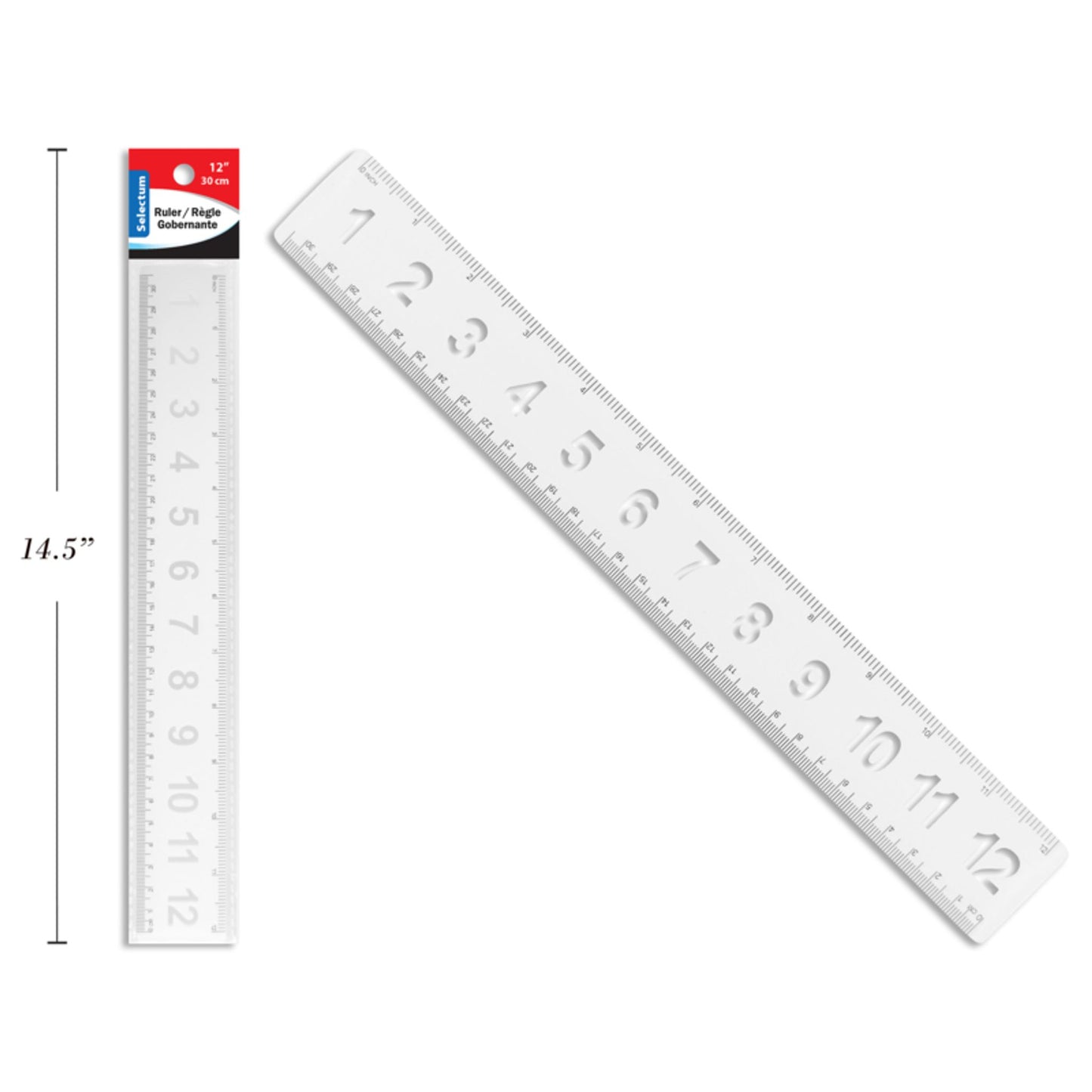 Large-Face Number Plastic Ruler – 30 cm (12")
