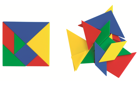 Lot de 4 Tangrams en 4 couleurs - Le tangram constitue à la fois un jeu de  logique et un outil mathématique.