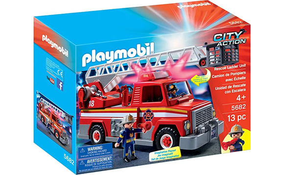 Promo Playmobil camion de pompier avec échelle chez JouéClub