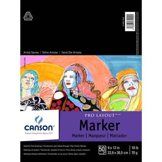 Canson Pro-Layout Marker Pad – 9 x 12 in. (22.9 x 30.5 cm) – 50 Sheets