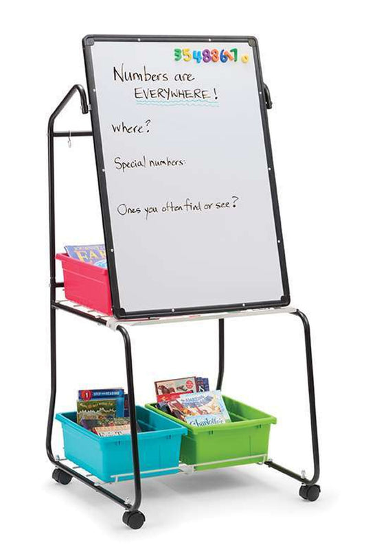 Teaching Easel with Vibrant Mixed Storage Tubs