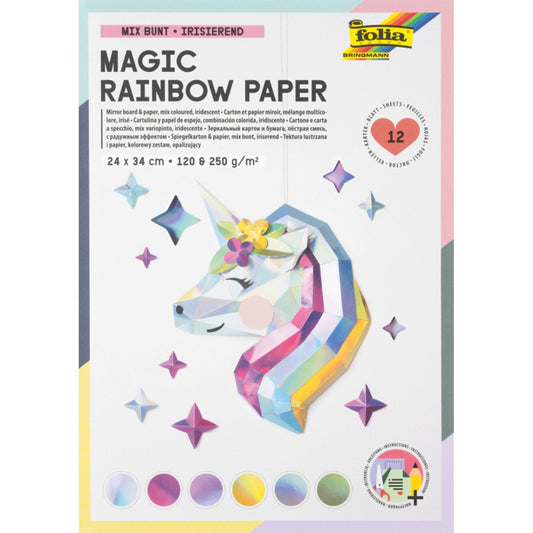 Assortiment de papier et carton miroir irisé – 24 x 34 cm