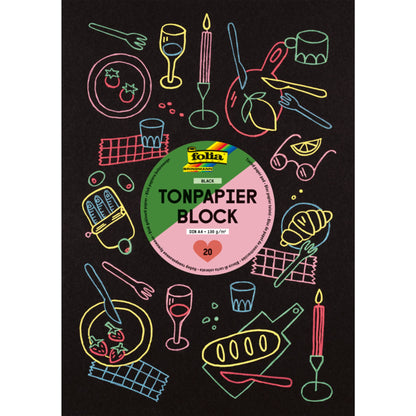 Bloc de papier noir – A4 – 130 g/m² – 20 feuilles