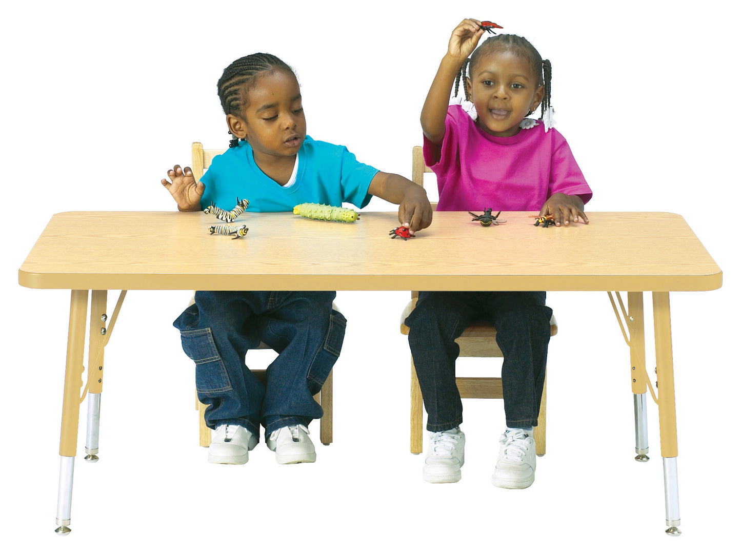 Tables en stratifié érable avec pattes de métal – 37,5 à 60 cm haut