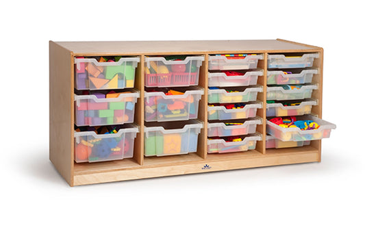 Mobile Storage Cabinets with Bins on Tracks