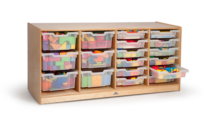 Mobile Storage Cabinets with Bins on Tracks