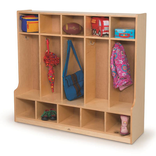 Vestiaire pour 10 enfants avec banc