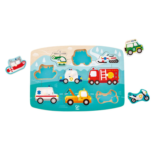 Puzzle en bois à gros boutons – Urgence