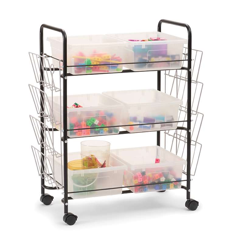Chariot de rangement pour livres avec bacs transparents