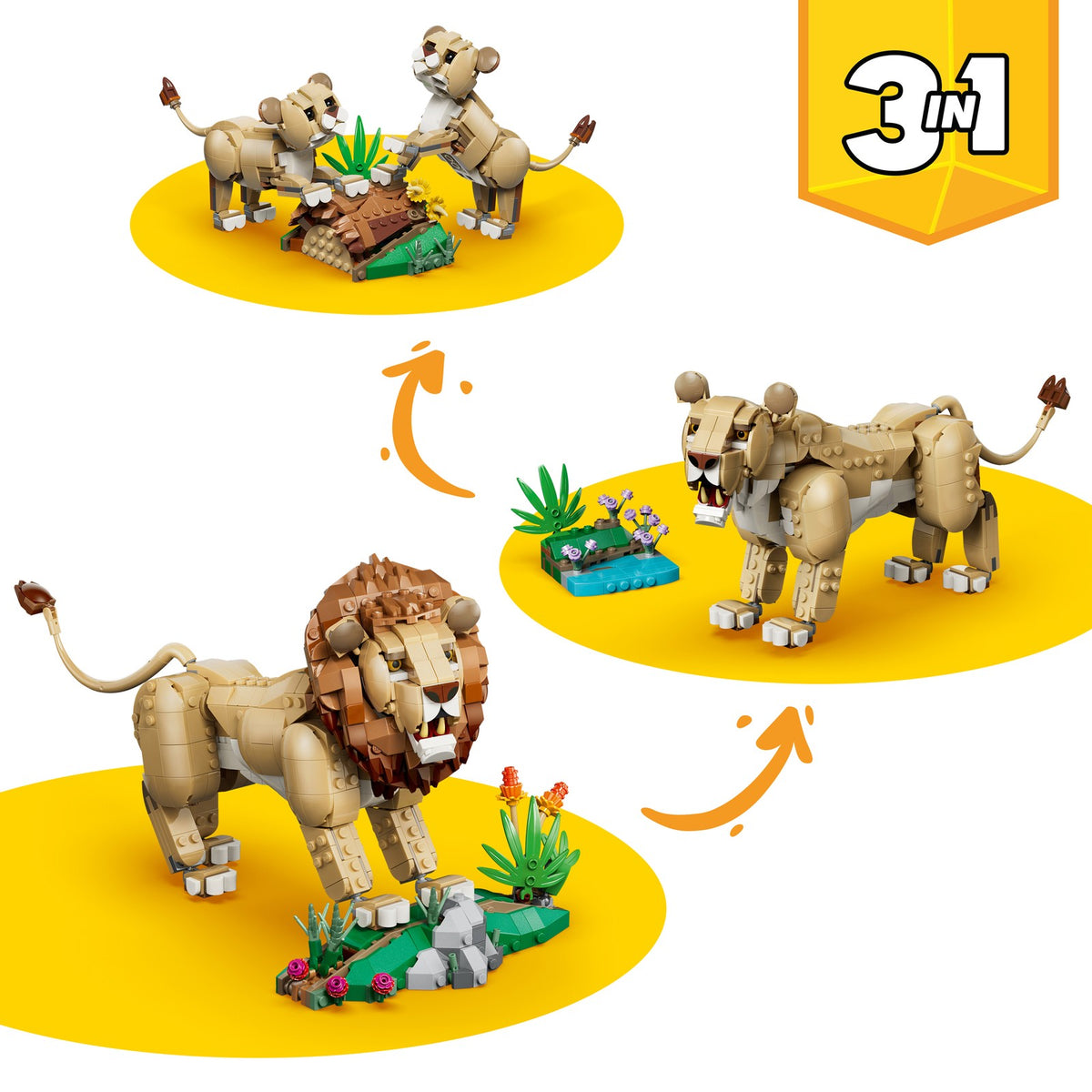 LEGO Creator 3-en-1 - 31386 - Les animaux sauvages : le lion majestueux