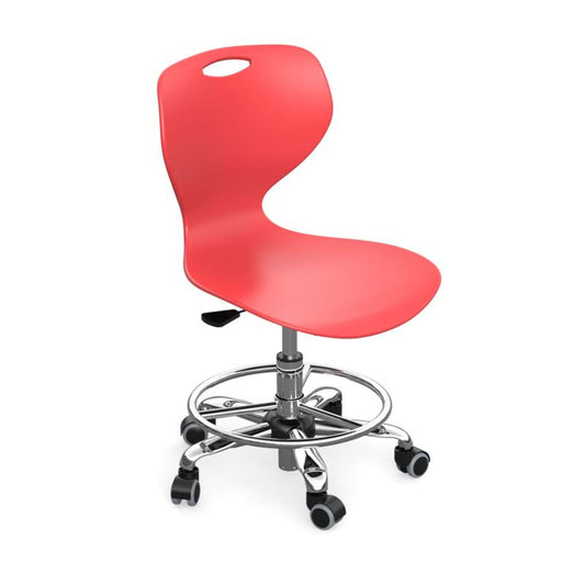 Chaise à roulettes à hauteur ajustable – Rouge