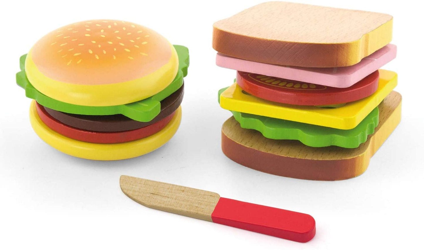 Wooden Hamburger & Sandwich