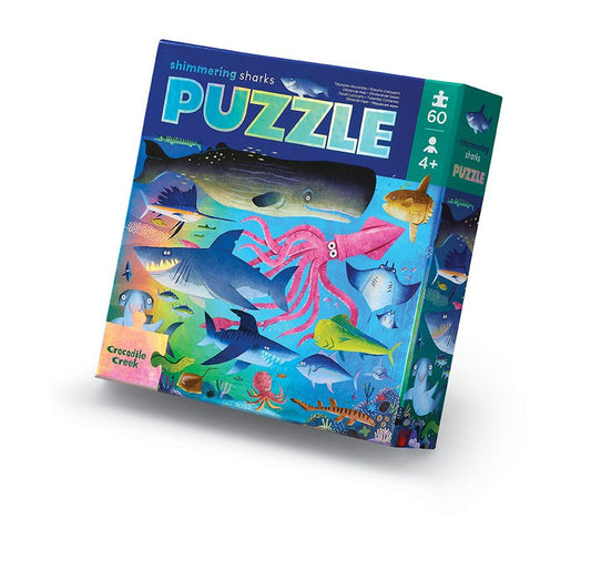 Holographic Shimmering Sharks Puzzle - 60 pieces