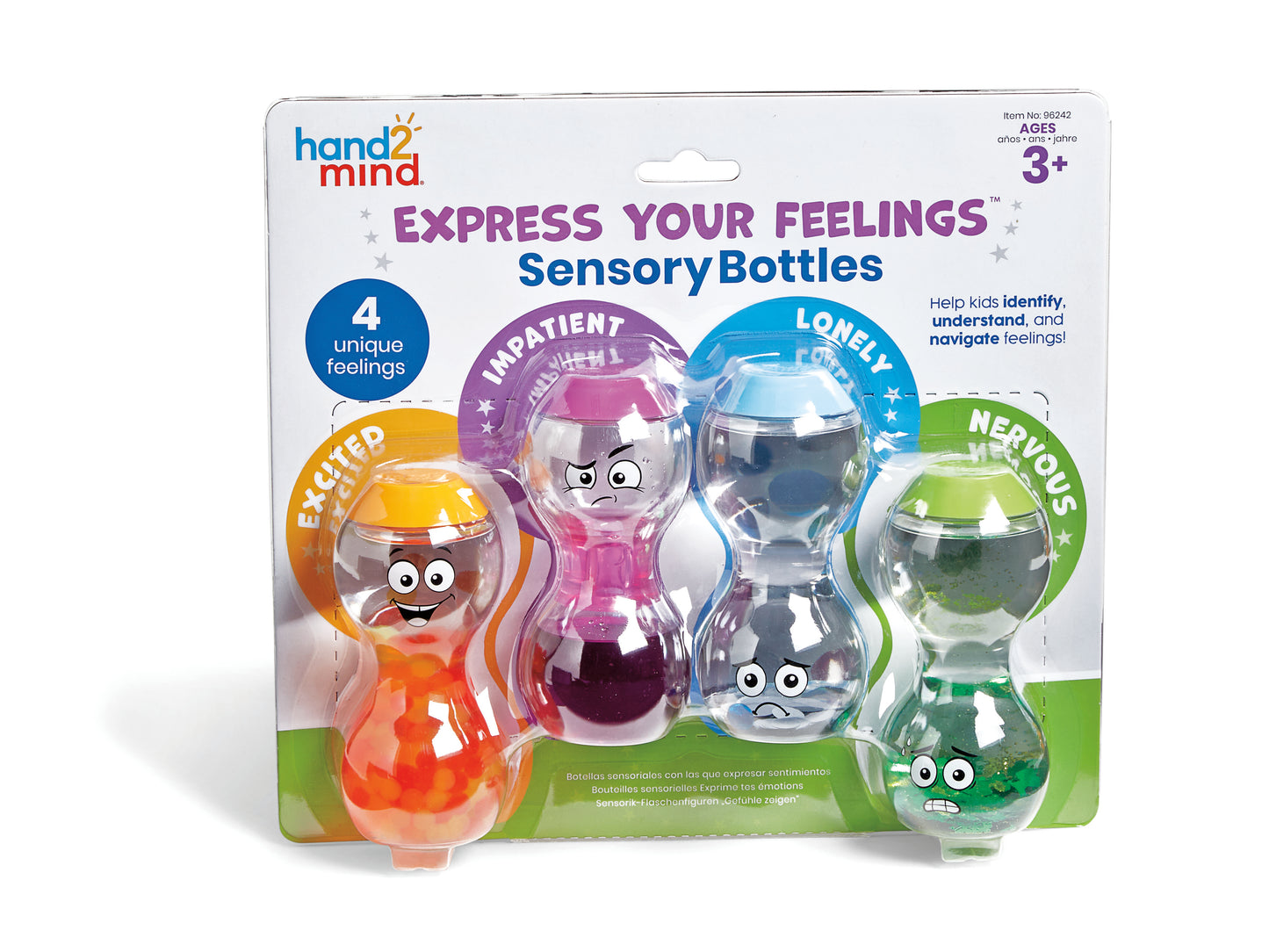 Express your feelings excited, impatient, lonely, nervous sensory bottles
