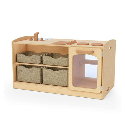 SEORAS Ilot de cuisine avec bacs de rangement souples
