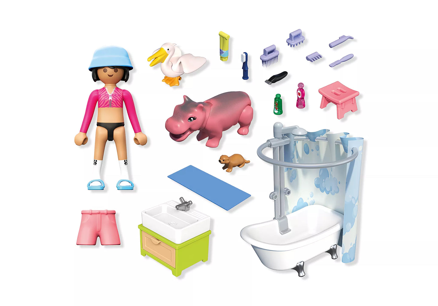 Playmobil - 71950 - Animals & Friends L'heure du bain des animaux