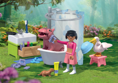 Playmobil - 71950 - Animals & Friends L'heure du bain des animaux
