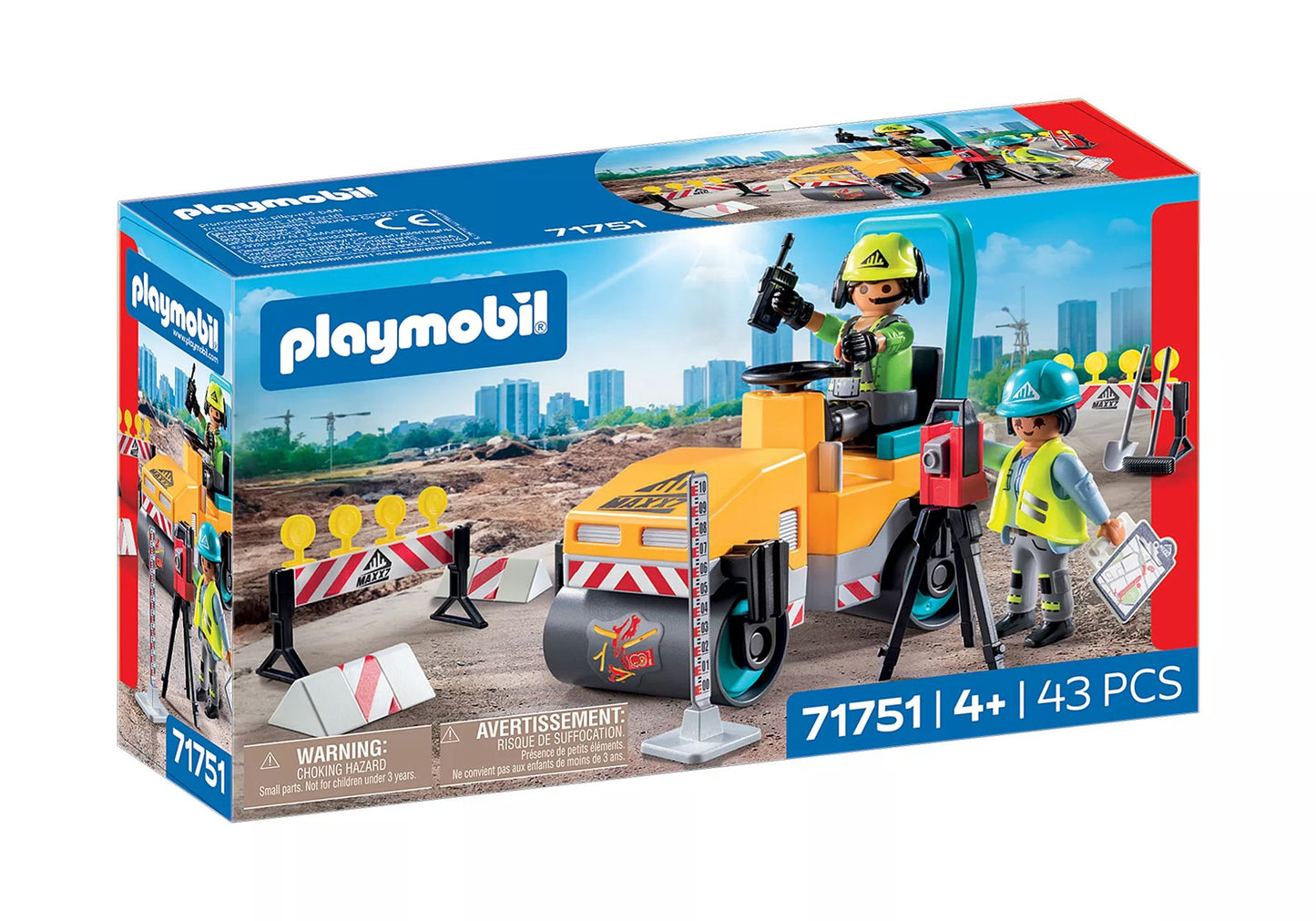 Playmobil - 71751 - Ouvrier avec rouleau compresseur