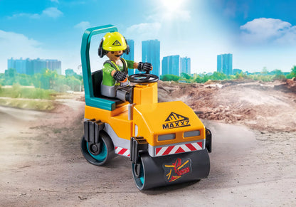 Playmobil - 71751 - Ouvrier avec rouleau compresseur