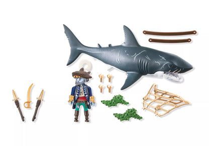 Playmobil - 71793 - Giant shark with pirate