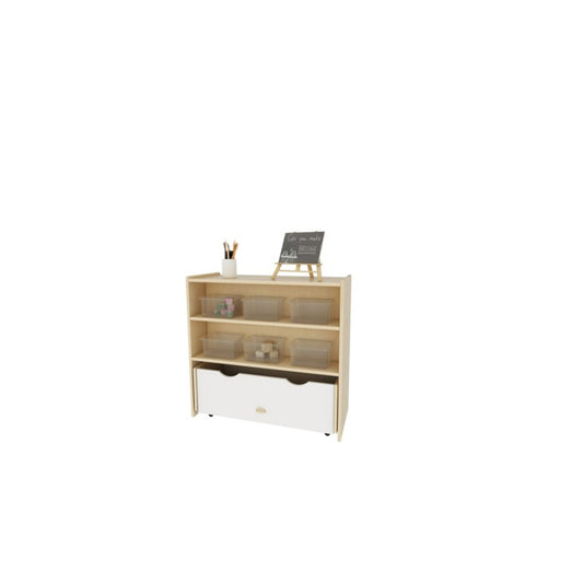 Storage unit with 2 shelves and mobile drawer