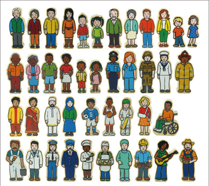 Figurines de villageois en bois