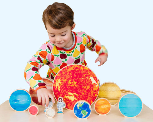 Voyage dans l'espace – Ensemble de planètes en bois