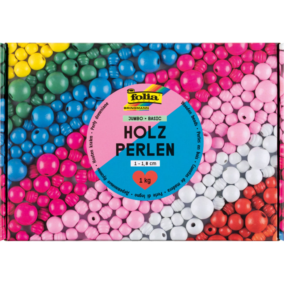 Jumbo Wooden Beads – Basic Colours – 1 kg