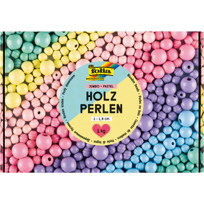 Jumbo Wooden Beads – Pastel – 1 kg