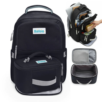 KELOU Grand sac a dos 2 en 1 Noir