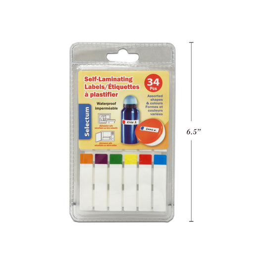 Self-Laminating Labels 34 Pack – Assorted Shapes & Colours