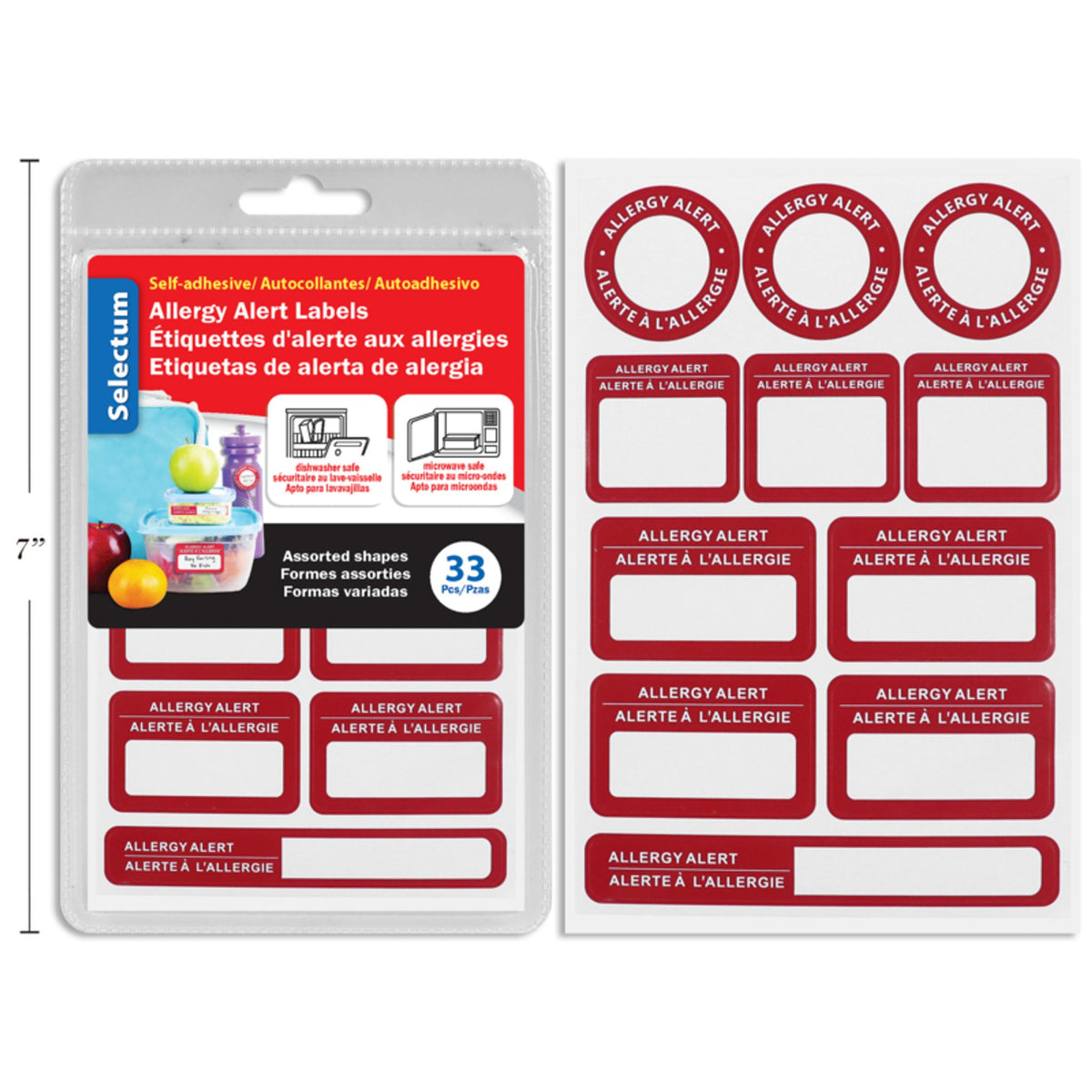 Allergy Alert Self-Adhesive Labels – 33 Pack