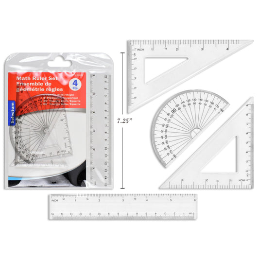 4-Piece Math Ruler Set