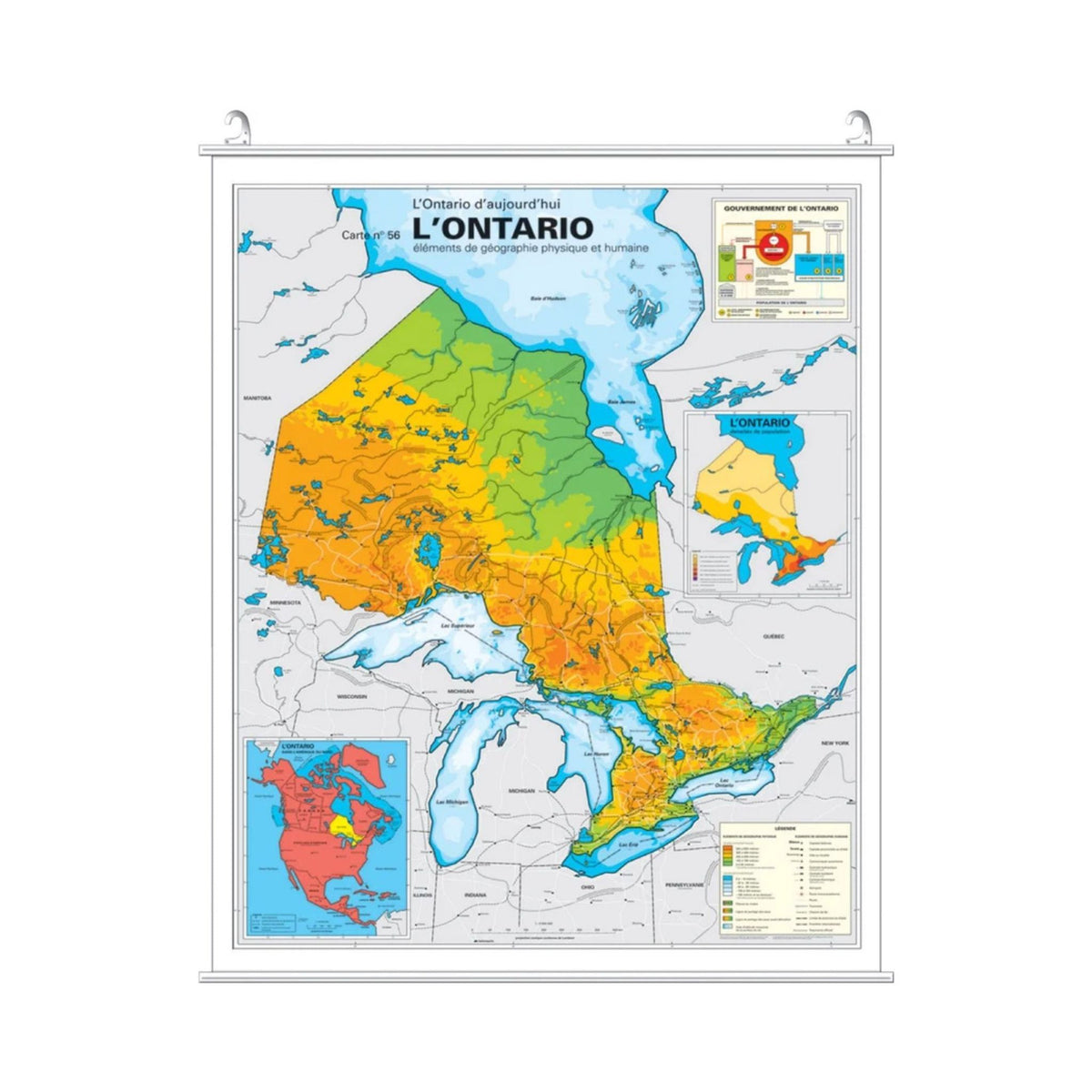 L'Ontario / carte physique et humaine