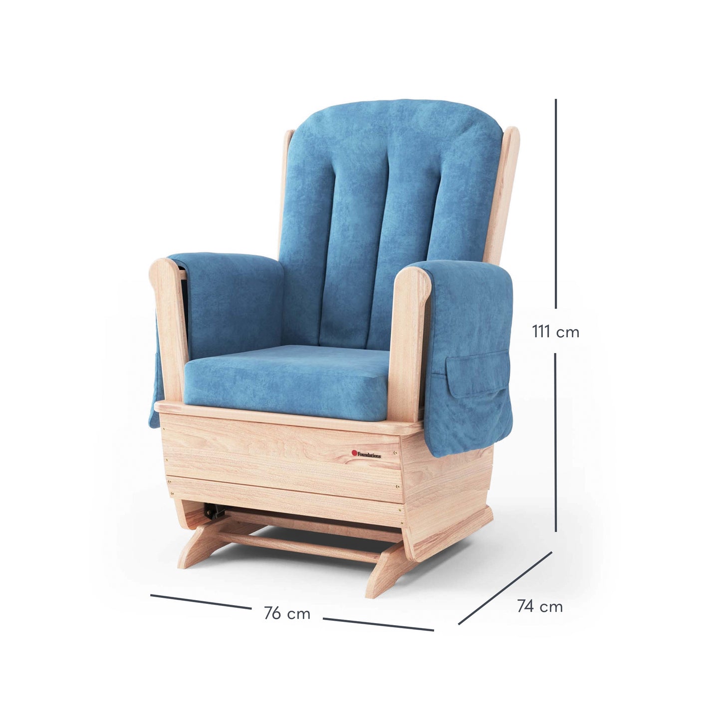 Fauteuil berçant tissu microfibre bleu