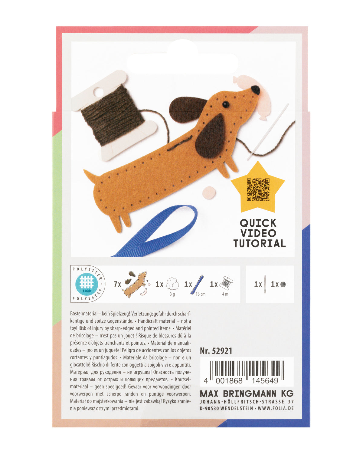 Mini Felt Sewing Kit – Sausage Dog