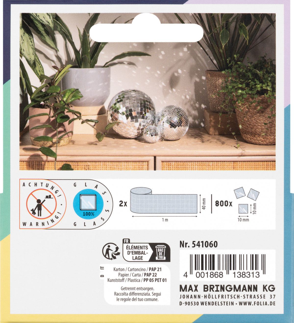 Self-Adhesive Mirror Tile Rolls – Silver – 10 mm