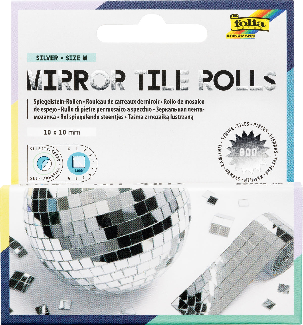Self-Adhesive Mirror Tile Rolls – Silver – 10 mm