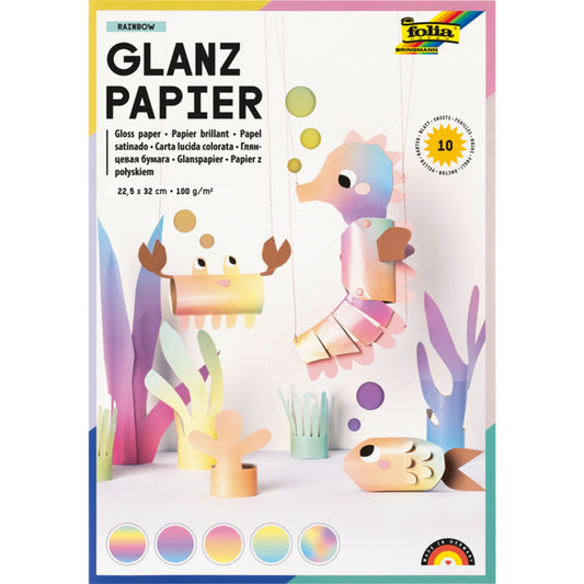 Papier glacé arc-en-ciel – 22,5 x 32 cm – 10 feuilles