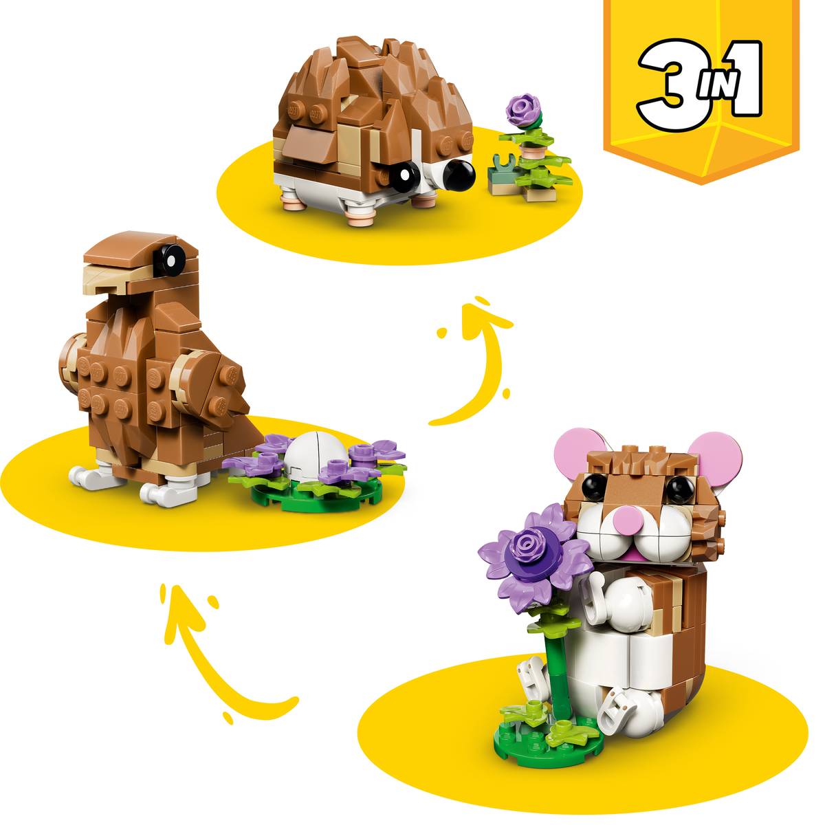 LEGO - 31376 - Le hamster mignon avec une fleur - Creator 3-en-1